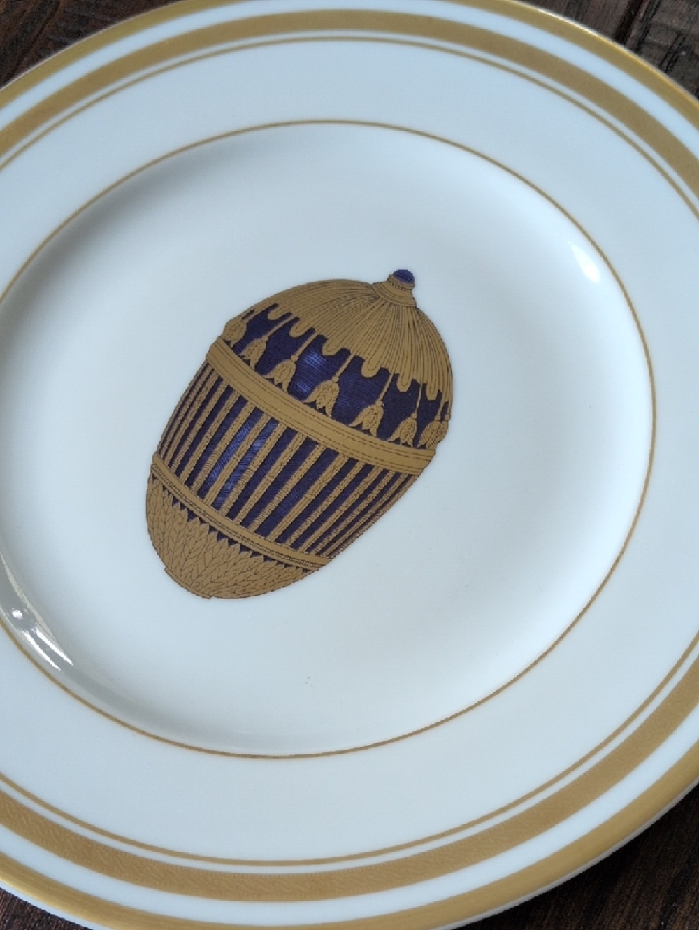 FABERGE I Limoges French Enameled Gold Imperial Easter Egg Collection Plate